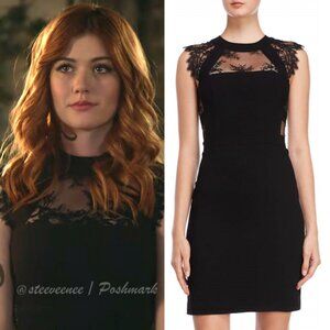 The Kooples Black Lace Insert Crepe Dress ASO Clary Fray
